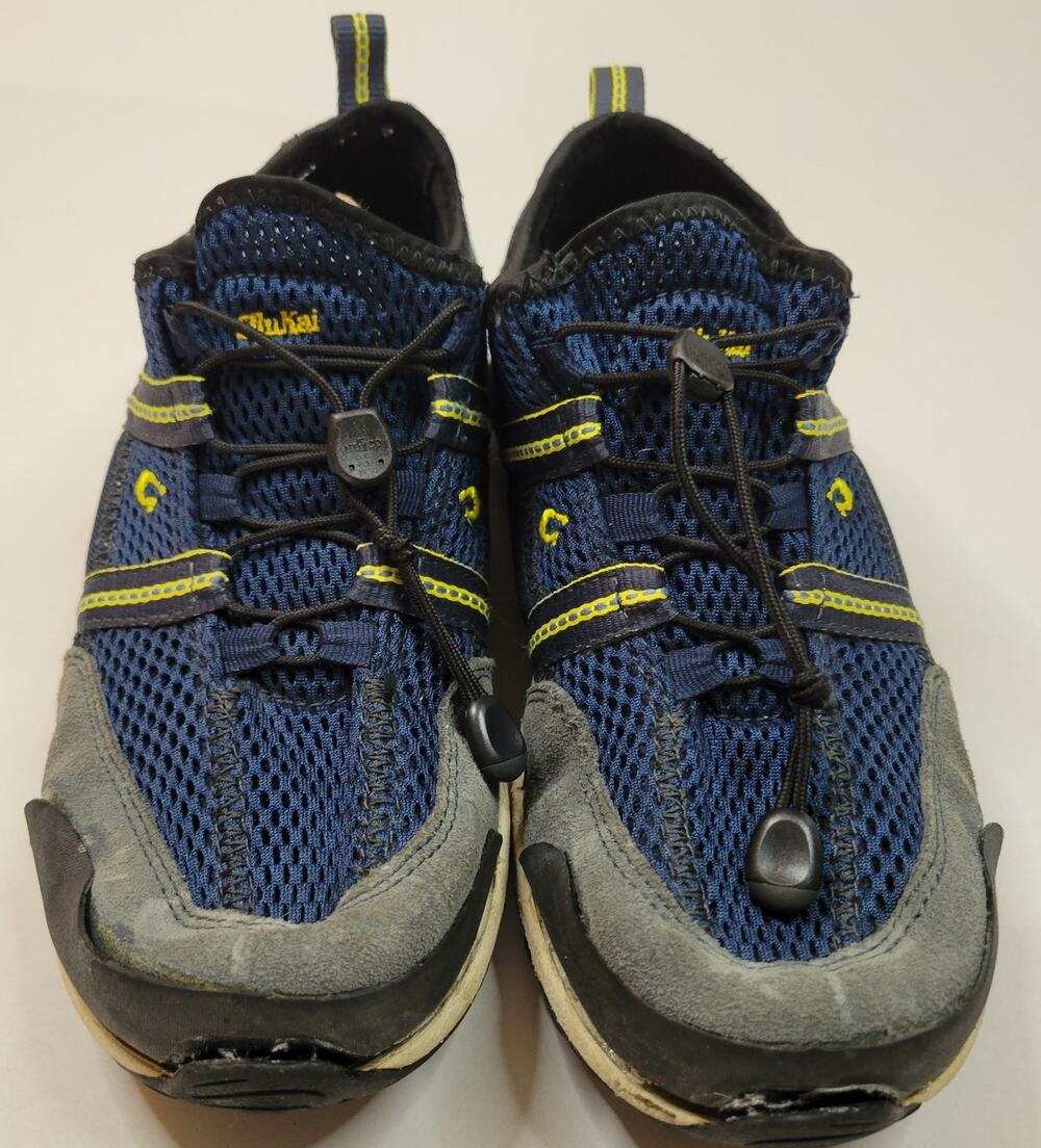 Olukai Kai'l Trainers Men's Size 8 Blue Yellow Mesh Trail Running Shoes Sneakers
